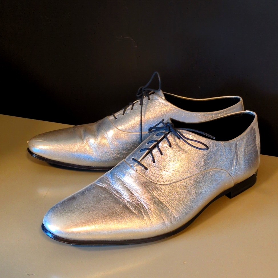 Saint Laurent Paris Silver Oxford Derby Shoes